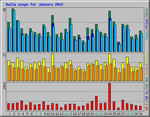 Daily usage for January 2012