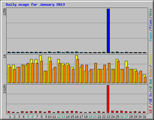 Daily usage for January 2013