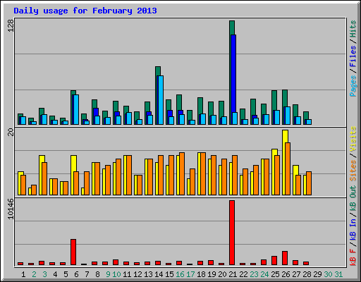 Daily usage for February 2013