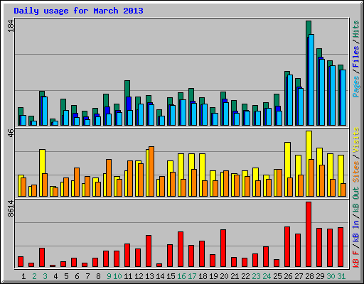 Daily usage for March 2013