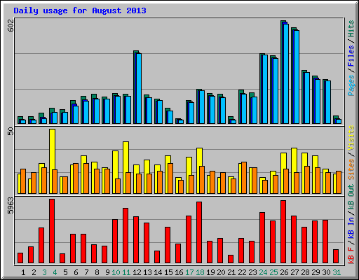 Daily usage for August 2013