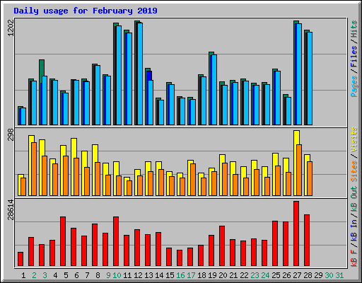 Daily usage for February 2019