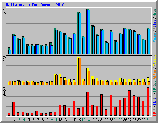 Daily usage for August 2019