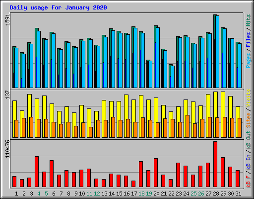 Daily usage for January 2020