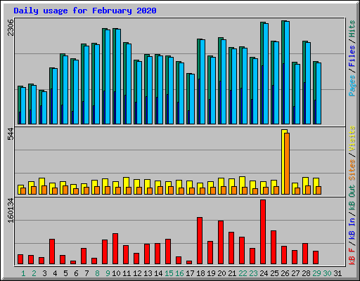 Daily usage for February 2020