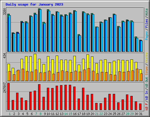 Daily usage for January 2023