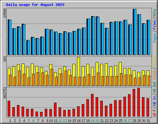 Daily usage for August 2023