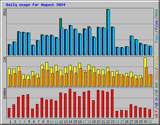 Daily usage for August 2024