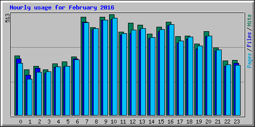 Hourly usage for February 2016