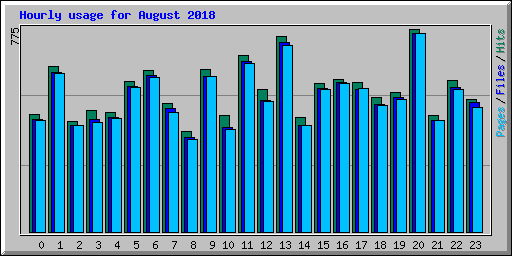 Hourly usage for August 2018
